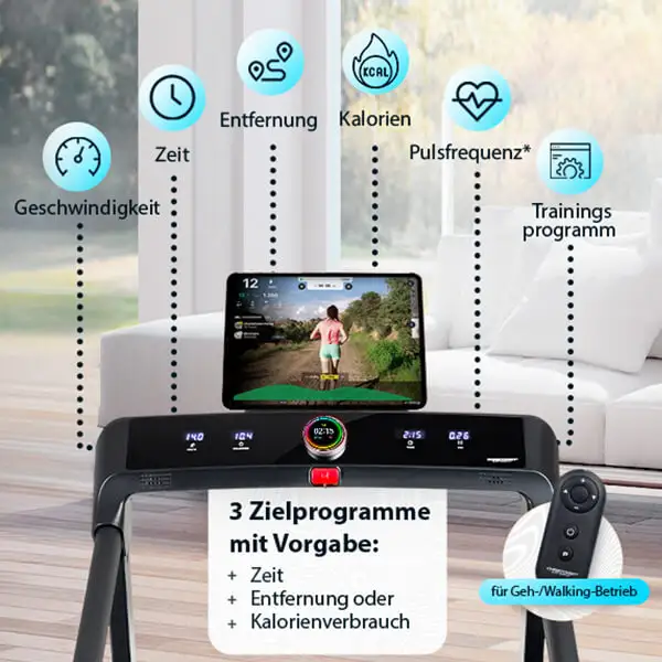 Laufband 2in1 schwarz: Alles im Blick – alles im Flow

